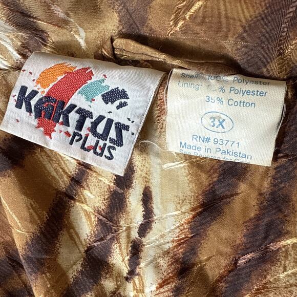 Vintage Women’s KAKTUS Jacket 3X Animal Print Tiger Big Cat Windbreaker 1980s - Picture 3 of 9
